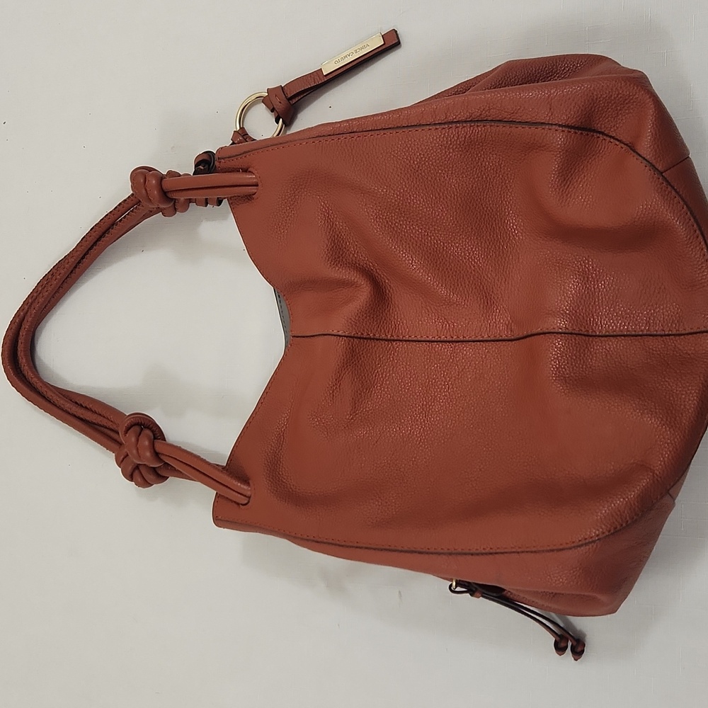 Vince Camuto Brown Orange Leather Hobo Bag. - Picture 8 of 11